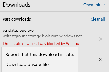 Right click on the item in the download menu and click on Dowload unsafe file